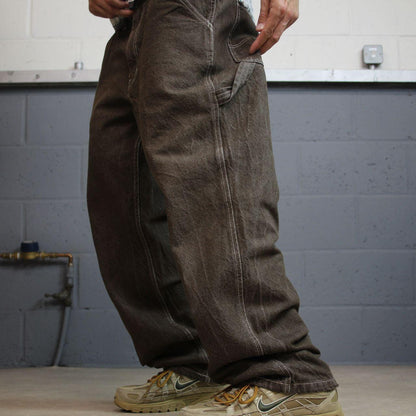 Vans denim carpenter jeans y2k brown W36L30 Loose thick denim skater cargo pants emboidered logo