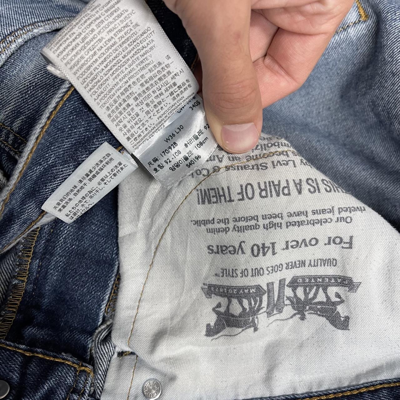 Y2K Levi’s 505 jeans W36L30 blue 100% cotton straight fit 5 pocket belt loops red tab logo
