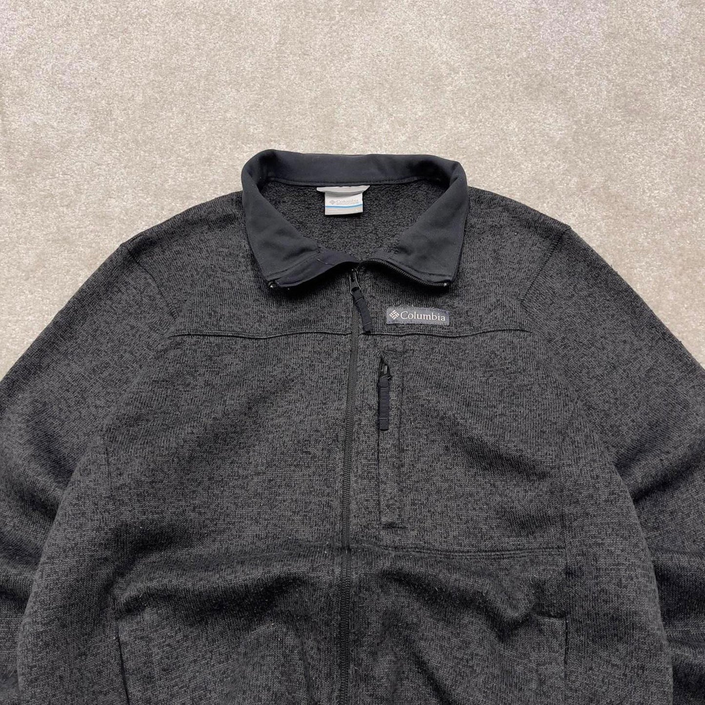 00s Columbia technical fleece L men's black full zip up y2k style autumn adjustable waist