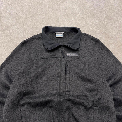 00s Columbia technical fleece L men's black full zip up y2k style autumn adjustable waist