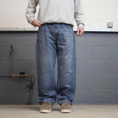 90s y2k Phat Farm jeans W36L32 loose blue denim embroidered skate style hip hop pants