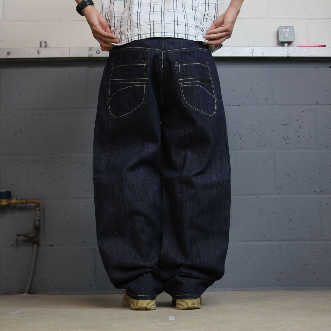Y2K Sean John baggy jeans wide leg blue denim embroidered stitch design nice quality denim