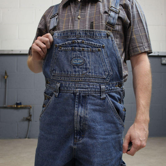 PACO baggy dungarees y2k blue denim overalls Vintage workwear bib & brace utility