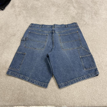Baggy denim shorts carpenter blue Basic Editions skater style summer festival cargo jorts