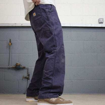 Mens Carhartt carpenter pants W36 L30 navy purple relaxed 90s style cargos