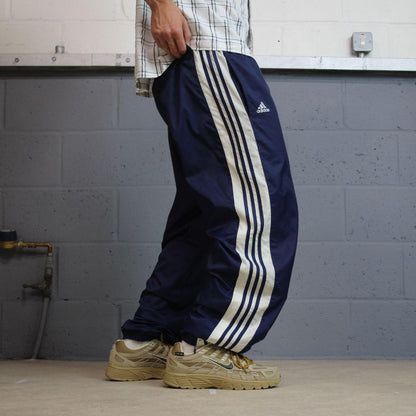 Vintage Y2K baggy Adidas team tracksuit bottoms navy XL Embroidered logo