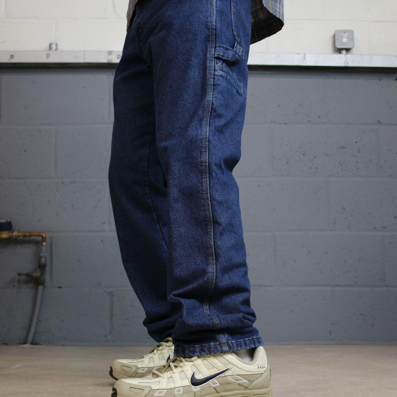Wrangler carpenter jeans fleece lined y2k blue W30L32 straight leg skater utility workwear trousers
