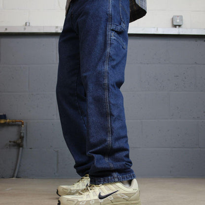Wrangler carpenter jeans fleece lined y2k blue W30L32 straight leg skater utility workwear trousers