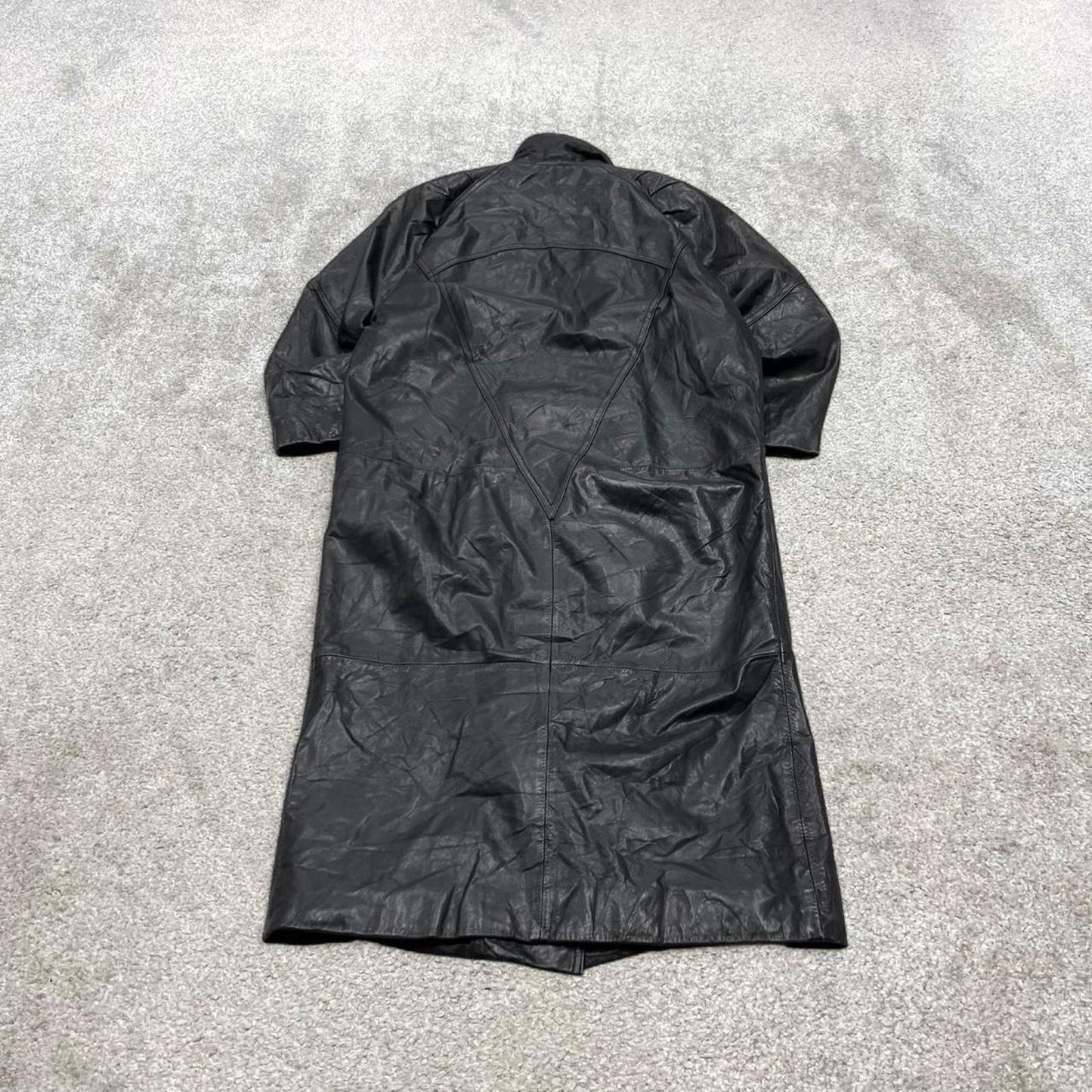 Vintage long genuine leather trench coat black Wilsons full length Thinsulate jacket Korean made