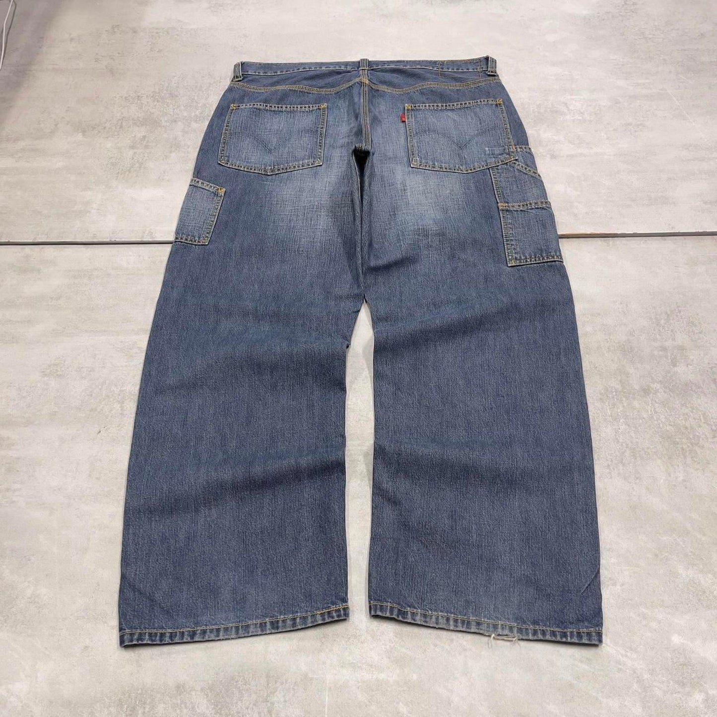 Blue baggy Levis carpenter jeans W38L30 loose skater thick denim 90s style cargos red tab logo