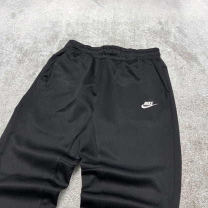 Black Nike tracksuit bottoms Medium y2k style sportswear track pants cuffed embroidered