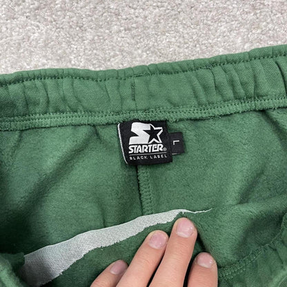 Y2K Starter sweatpants green cuffed joggers Loose embroidered tracksuit bottoms