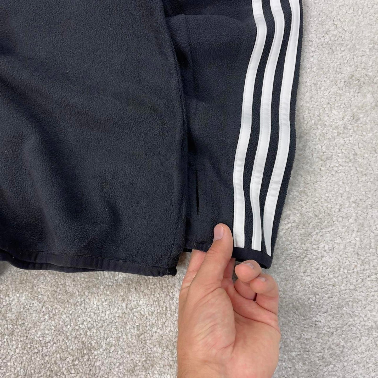 00s Adidas technical fleece Small Black 1/4 zip pull over y2k style autumn lightweight striped