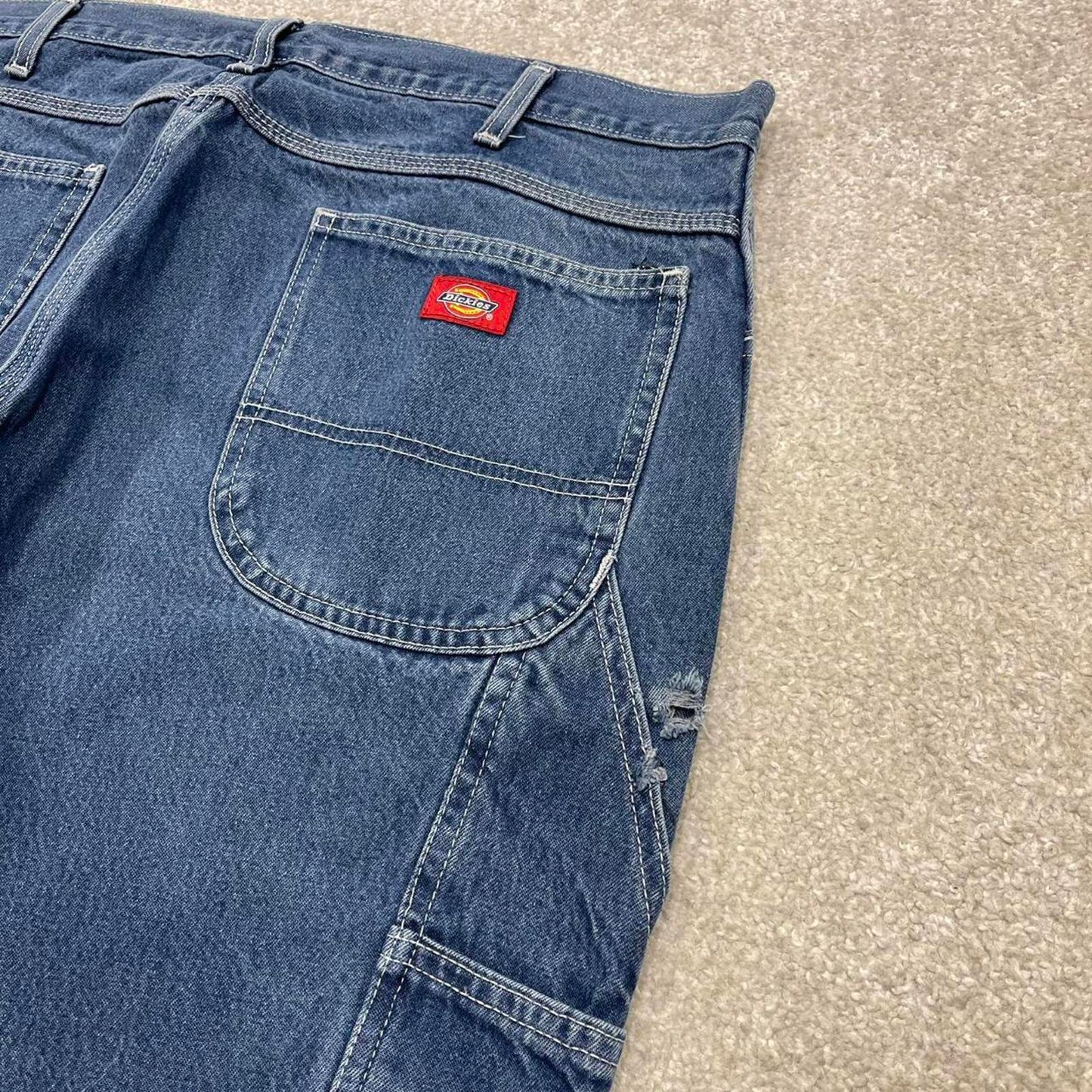Y2k baggy Dickies carpenter work jeans blue Loose fit wide-leg denim cargo skate pants