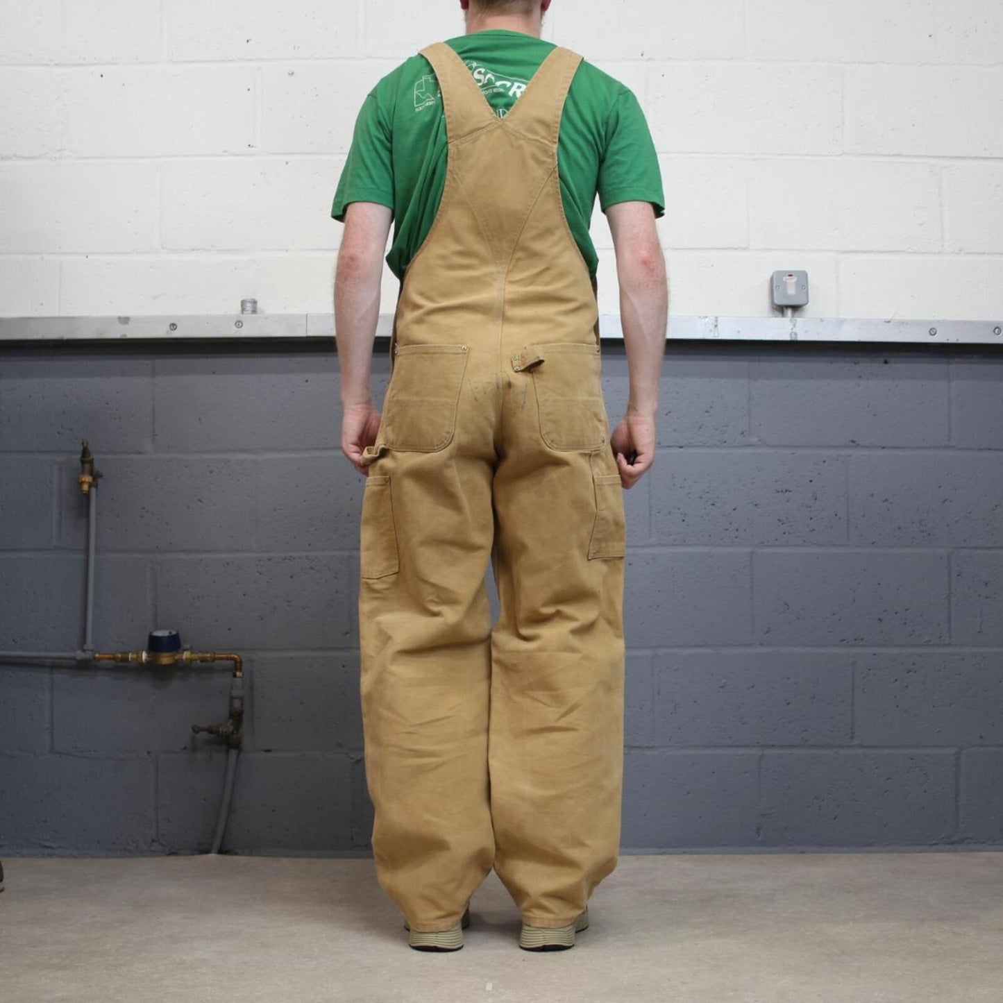 Vintage Carhartt dungarees tan brown overalls Bib & brace utility workwear farmer