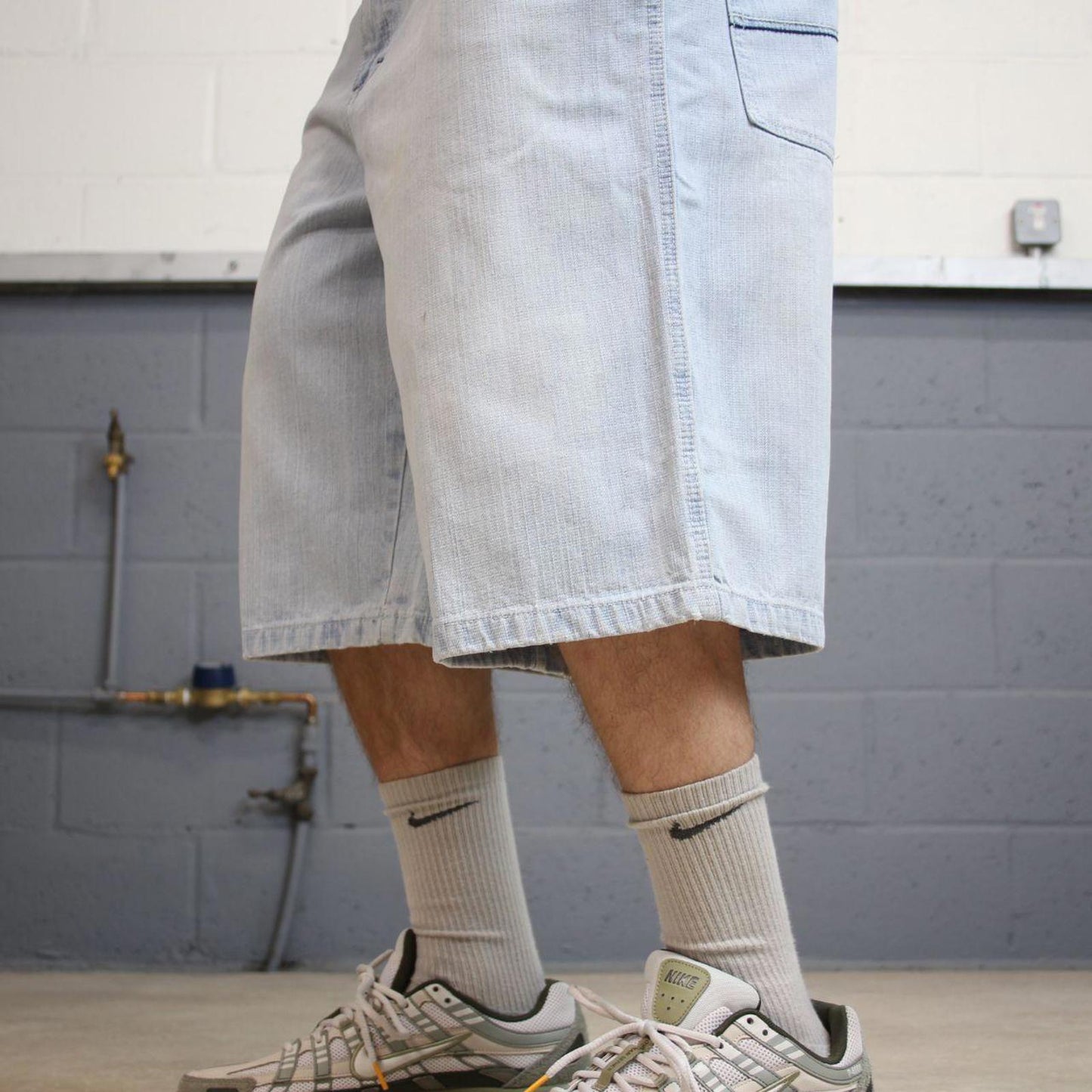 Y2k baggy Southpole shorts skater style blue Long wide leg denim summer festival shorts