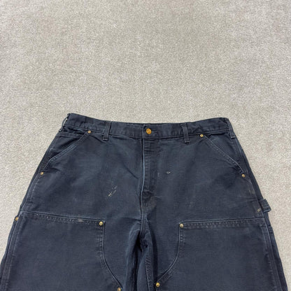 Black vintage Carhartt double knee carpenter jeans y2k Loose leg canvas skater style workwear