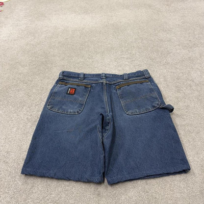 Wrangler Y2K denim carpenter shorts workwear blue Loose cargo 100% cotton jorts summer festival