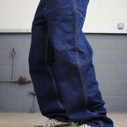 Mens Carhartt FR carpenter jeans W36L32 blue denim loose 90s style cargos