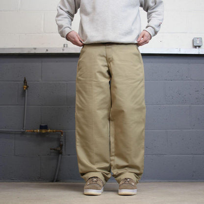 Vintage y2k baggy work pants beige Loose chino style skate trousers Red Kap workwear patch logo