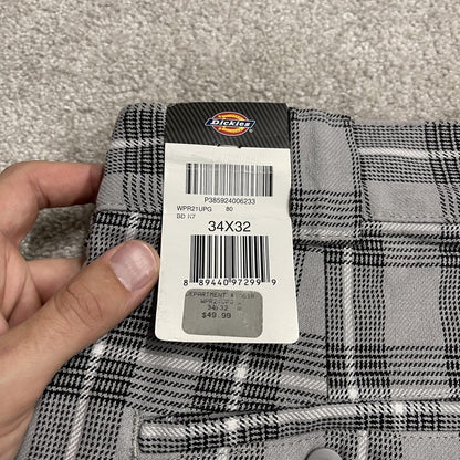 Dickies checkered pants loose grey W34L32 Regular fit chino skate style check trousers