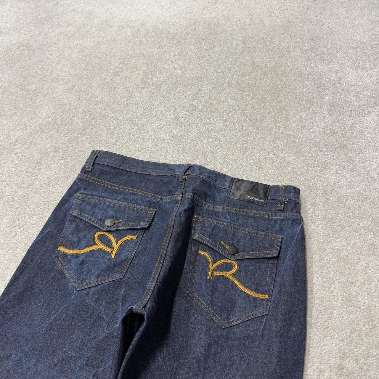 Rocawear jeans y2k embroidered W38L32 blue denim Loose straight leg skater style surf pants