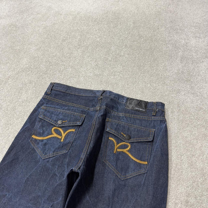 Rocawear jeans y2k embroidered W38L32 blue denim Loose straight leg skater style surf pants