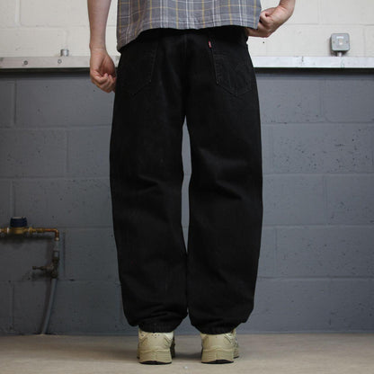 Levi’s 550 relaxed jeans y2k W34L30 black loose straight leg pants red tab logo