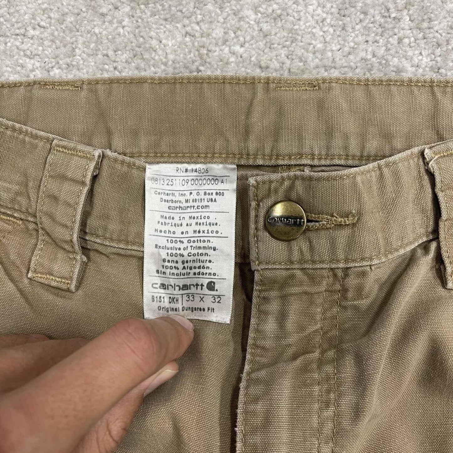 Carhartt carpenter shorts dungaree fit tan Loose cargo skater work shorts