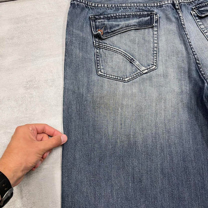 Baggy Ecko Unltd denim shorts W40 long wide leg Y2K skate style denim jorts embossed designs