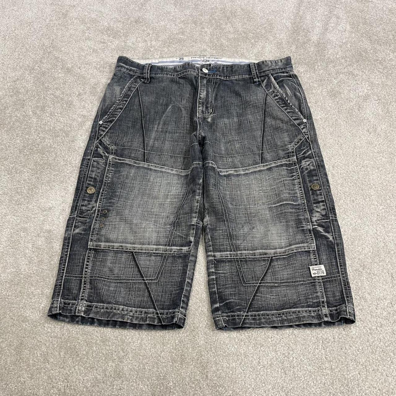 Y2K long denim shorts blue Private Member denim skater style brand surf jorts