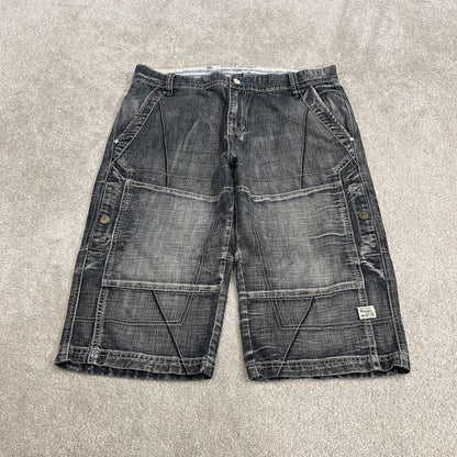 Y2K long denim shorts blue Private Member denim skater style brand surf jorts