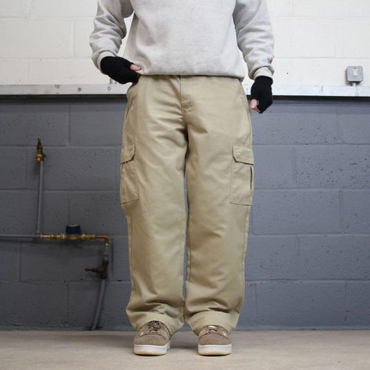 Baggy Dickies cargo Pants W36L30 beige twill style chino cargo skater trousers