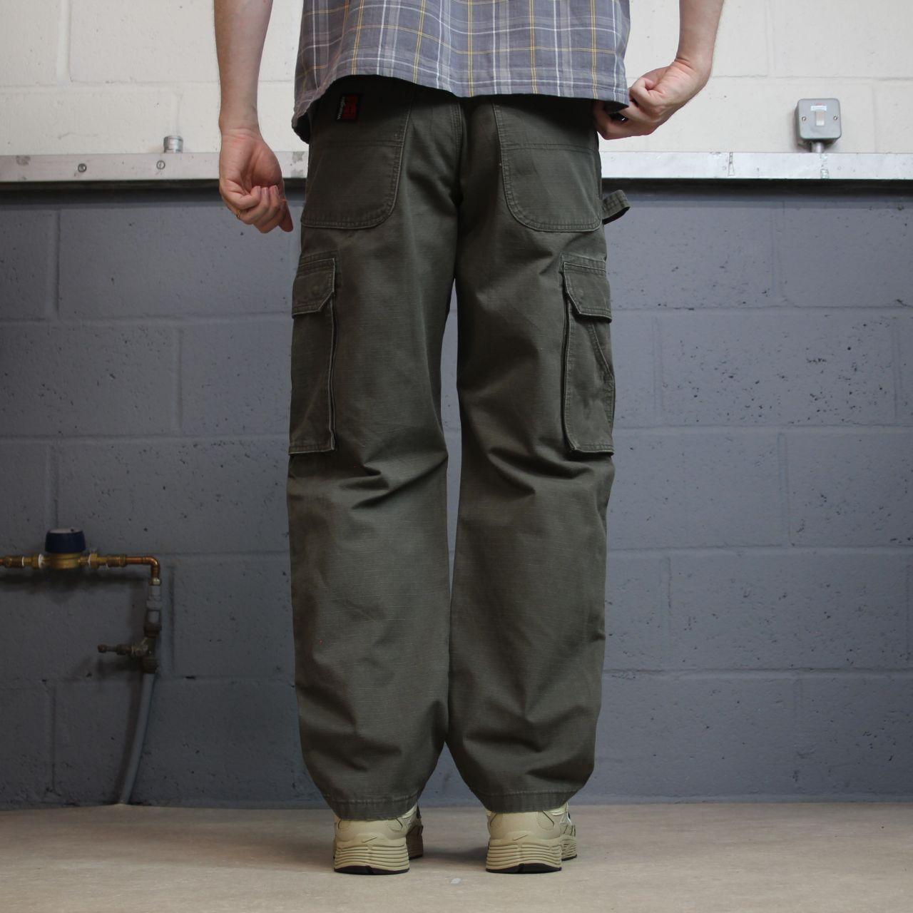 Wrangler cargo jeans y2k green W30L30 Thick heavy canvas double knee skater work pants