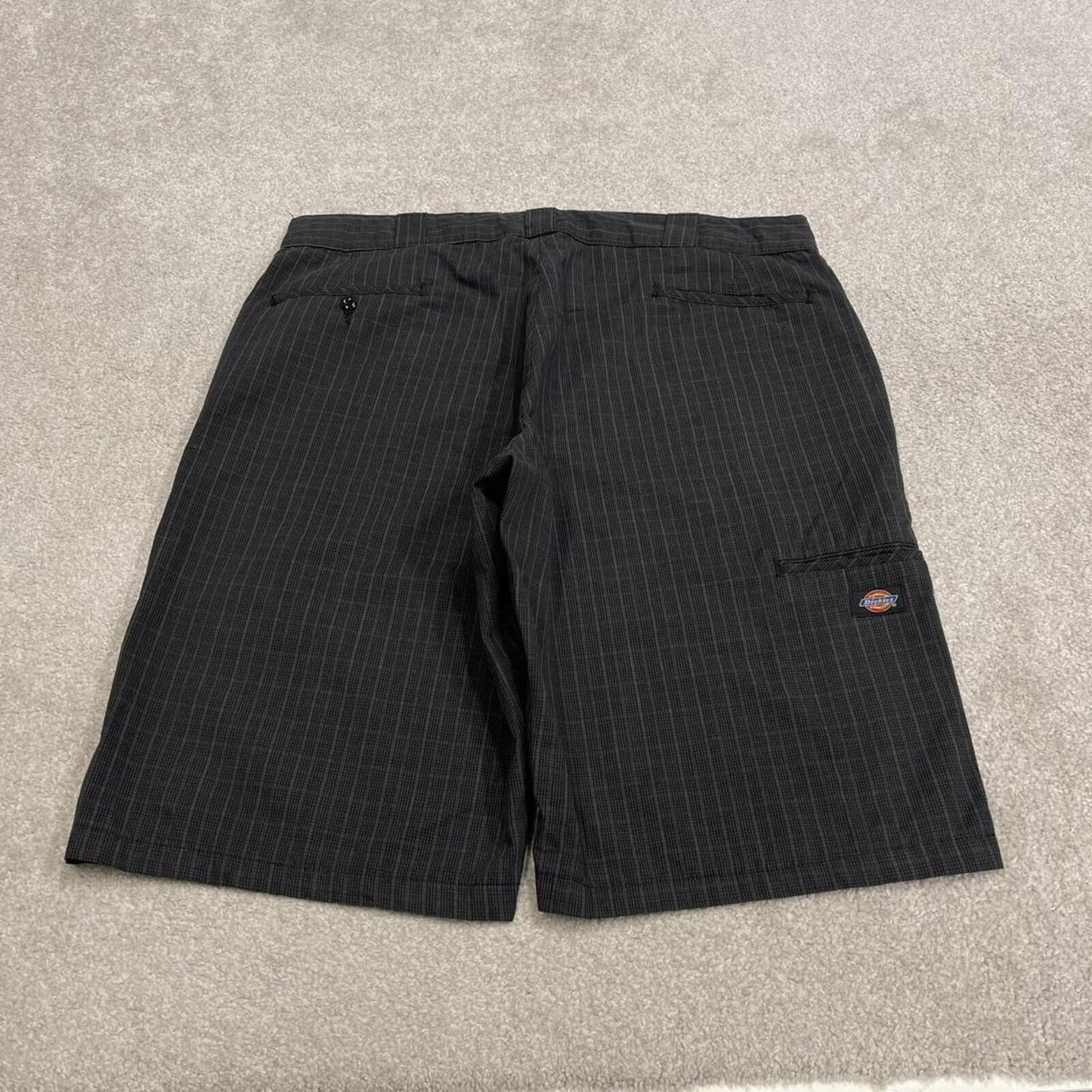 Dickies baggy checkered shorts carpenter black grey Check surf style skater shorts long leg