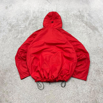 Y2K Nike technical windbreaker jacket red Nike storm fit coat, full zip, logos, hood and pockets