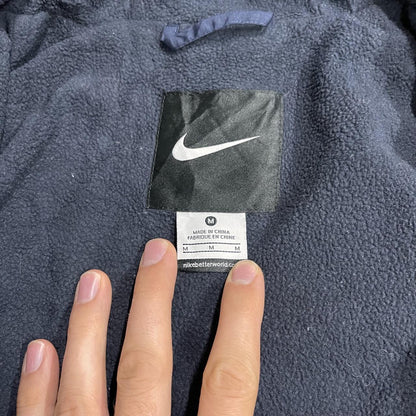 Y2K Nike technical jacket navy hooded full zip windbreaker coat embroidered football club