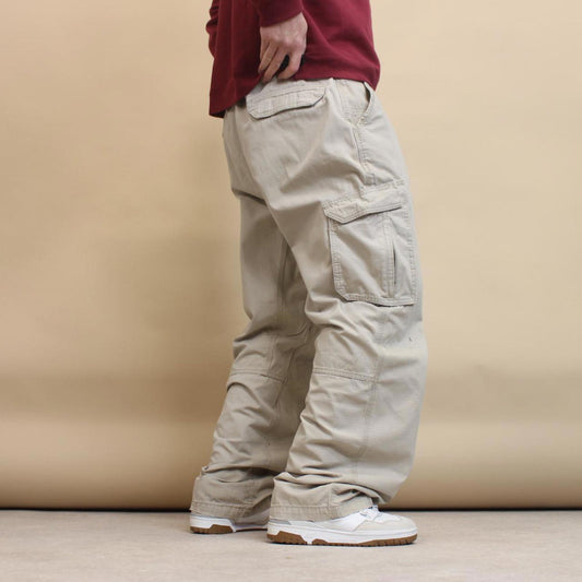 Beige Carhartt cargo pants W42L32 loose wide leg utility work trousers