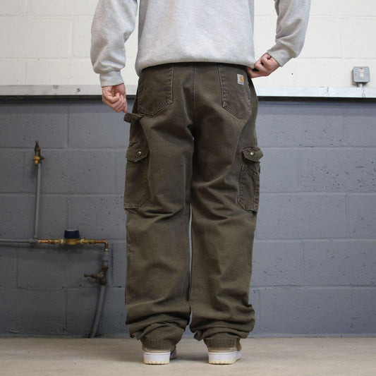 Y2K Carhartt carpenter pants khaki Loose leg canvasy skate style workwear utility pants