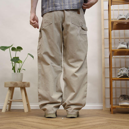 Vintage baggy Carhartt carpenter jeans y2k beige Loose utility workwear skate cargo trousers