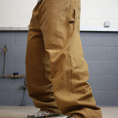 Baggy Dickies carpenter jeans wide leg tan W40L30 Skater / workwear style canvas cargo pants
