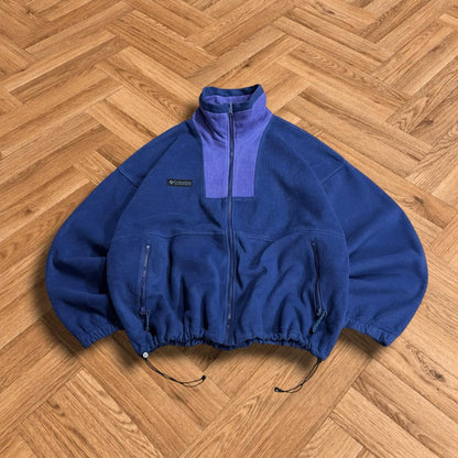 Vintage Colombia tech fleece boxy fit blue Women's full zip autumn adjustable technical fleece