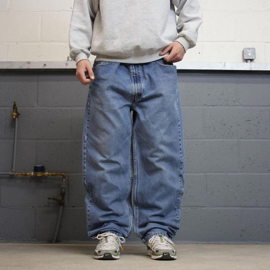 Y2K baggy Levi’s 550 jeans wide leg blue Loose relaxed fit denim pants red tab logo