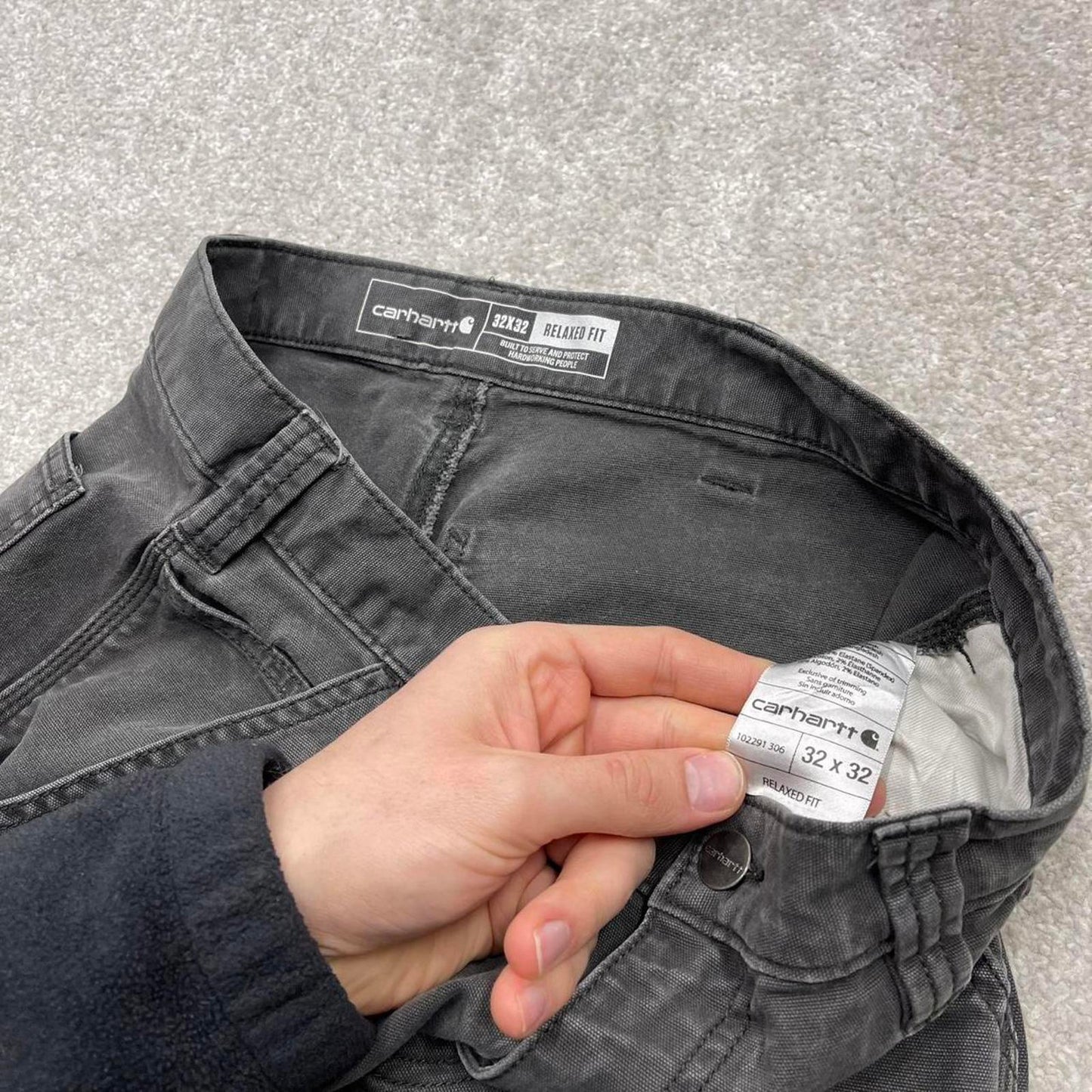 Y2K Carhartt carpenter jeans grey Loose relaxed fit skate style workwear cargo pants