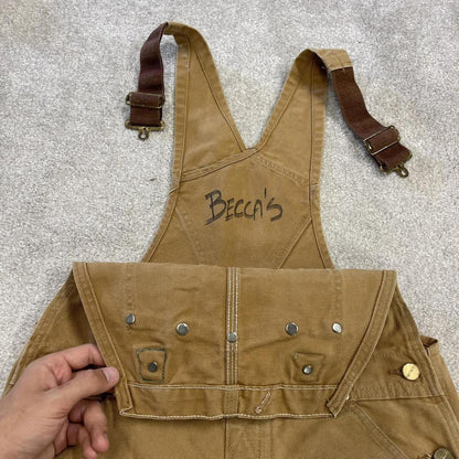Vintage Carhartt dungarees tan brown overalls Bib & brace utility workwear farmer