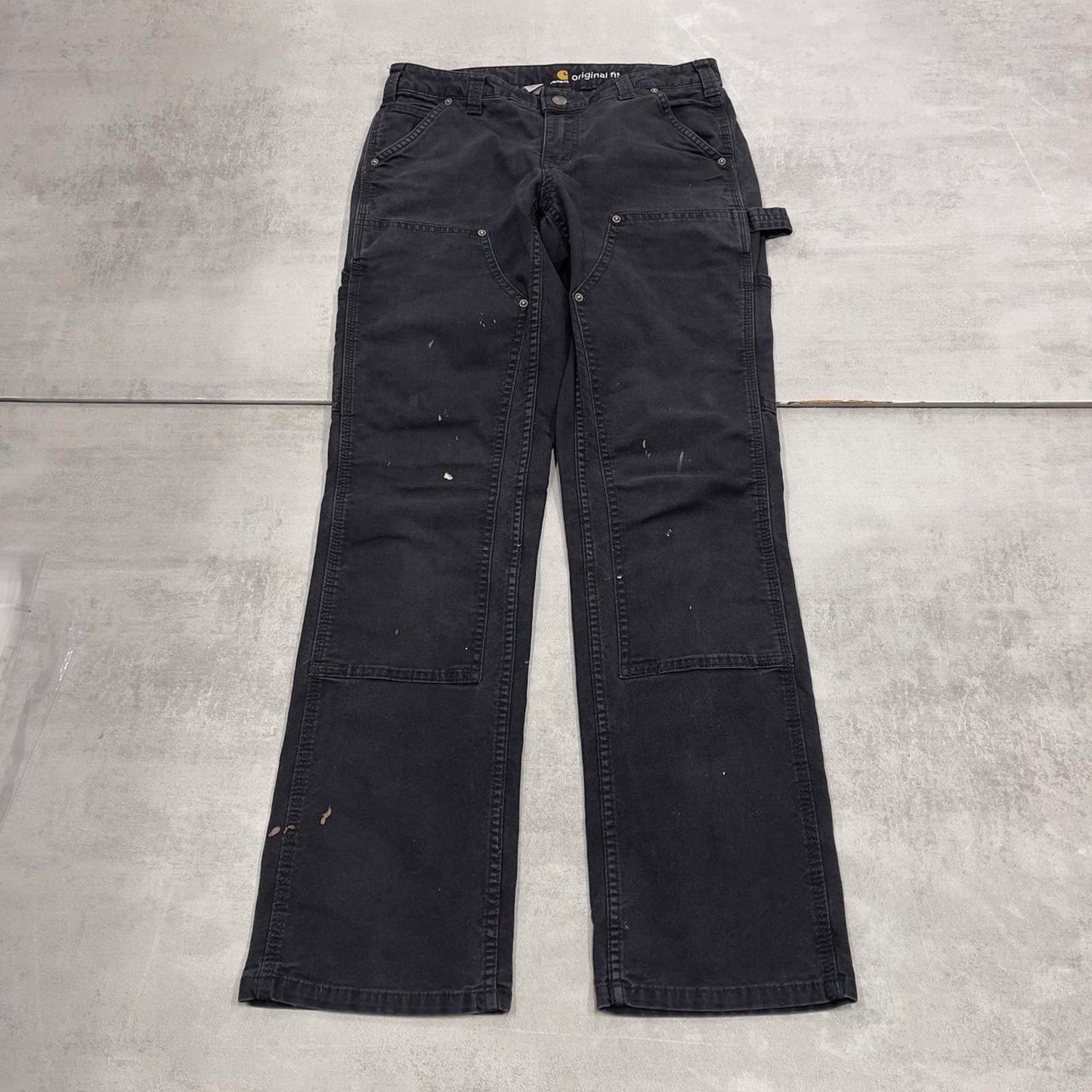 Black Carhartt double knee carpenter pants size 4 W30L30 utility cargo