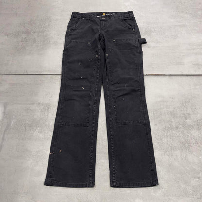 Black Carhartt double knee carpenter pants size 4 W30L30 utility cargo