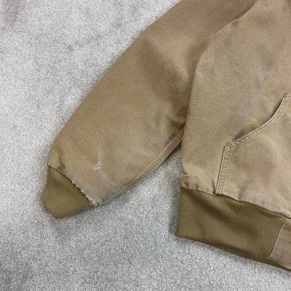 Vintage sand brown Carhartt hooded active jacket Medium technical canvas 90s style skater bomber