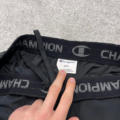 Y2K Champion tracksuit bottoms charcoal black Lightweight unlined drawstring track pants