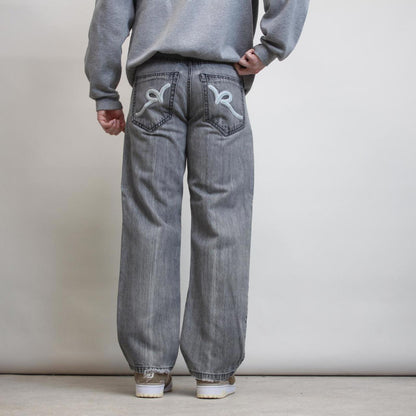 Grey embroidered Rocawear jeans W30L30 y2k style big stitch detailing